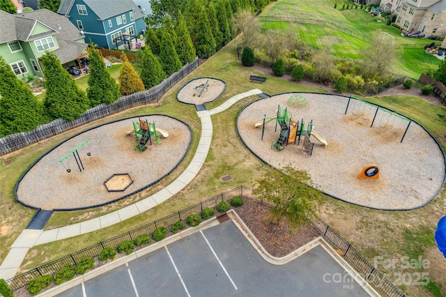 bird's eye view with a residential view