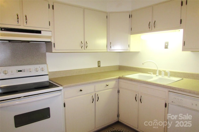 1300 Reece Rd Unit 302, Charlotte, NC 28209 - kitchen featuring white appliances, under cabinet range hood, and light countertops