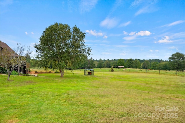 view of yard featuring a rural view