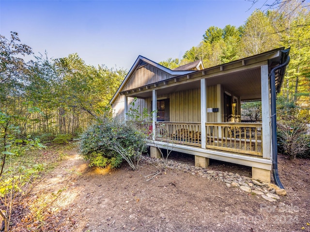 view of home's exterior featuring covered porch