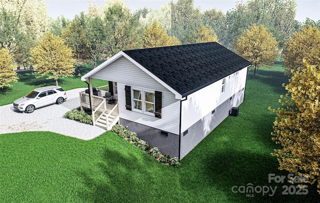 exterior space with a yard