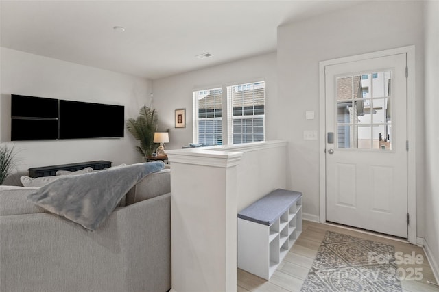 living room featuring light hardwood / wood-style floors