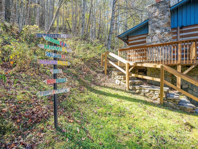 view of yard with a deck