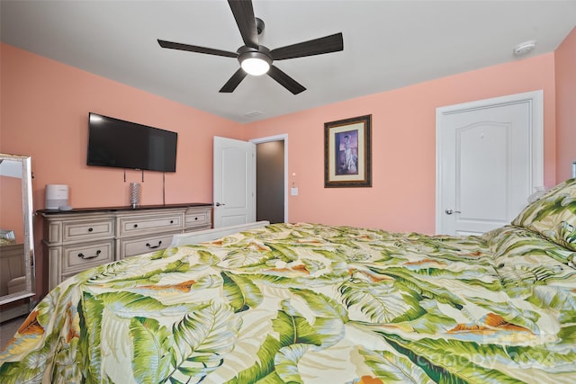 bedroom featuring ceiling fan