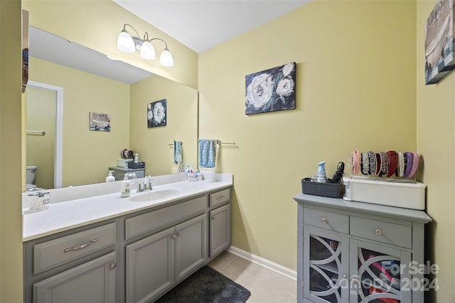 bathroom featuring vanity, toilet, and tile patterned floors