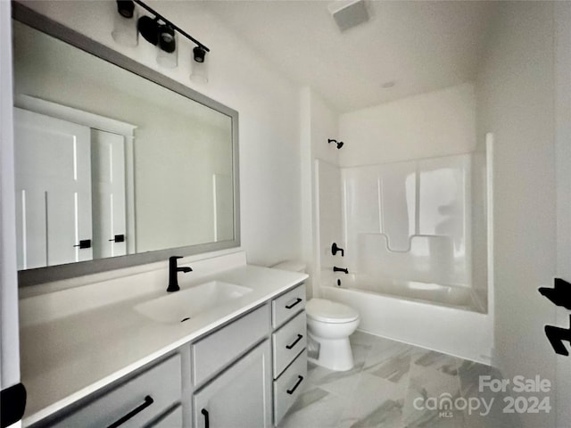 full bathroom featuring toilet, vanity, and shower / bath combination