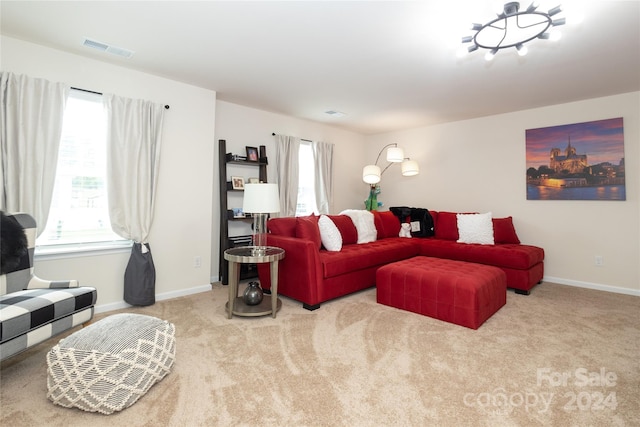 living room featuring carpet floors