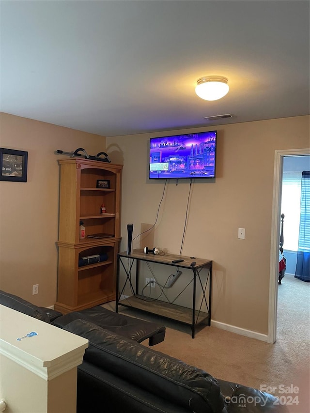 living room with carpet floors