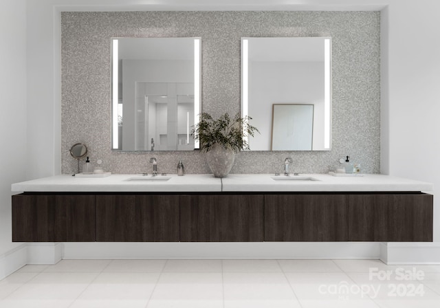 bathroom with vanity and tile patterned floors