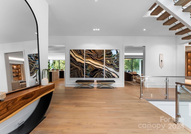 hall featuring light hardwood / wood-style flooring