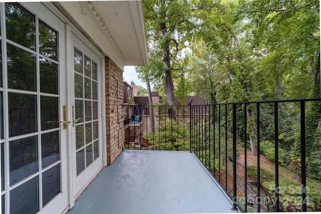 balcony featuring french doors