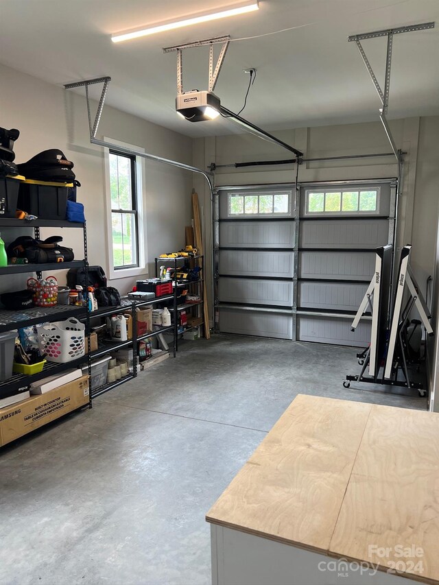 garage with a garage door opener