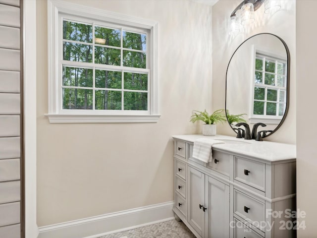 bathroom with plenty of natural light and vanity