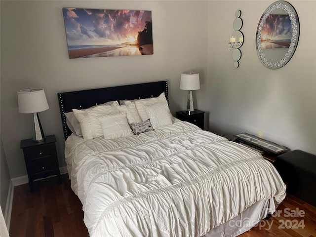 bedroom featuring dark wood-type flooring