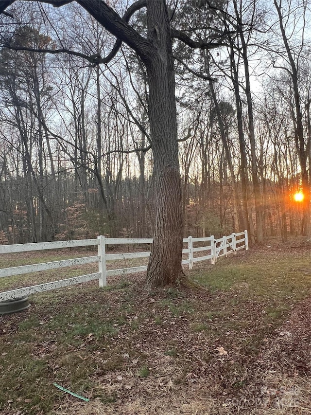 view of yard at dusk