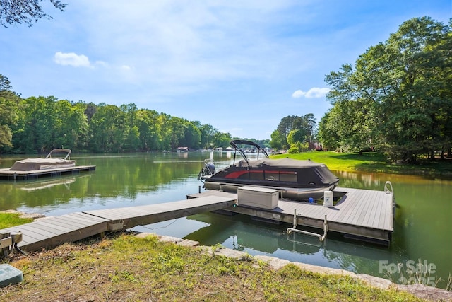 view of dock featuring a water view