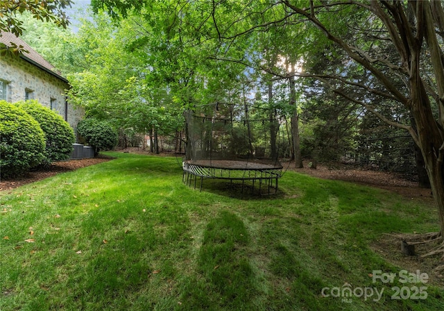 view of yard with a trampoline
