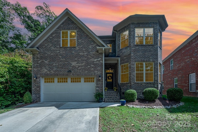 view of front property with a garage