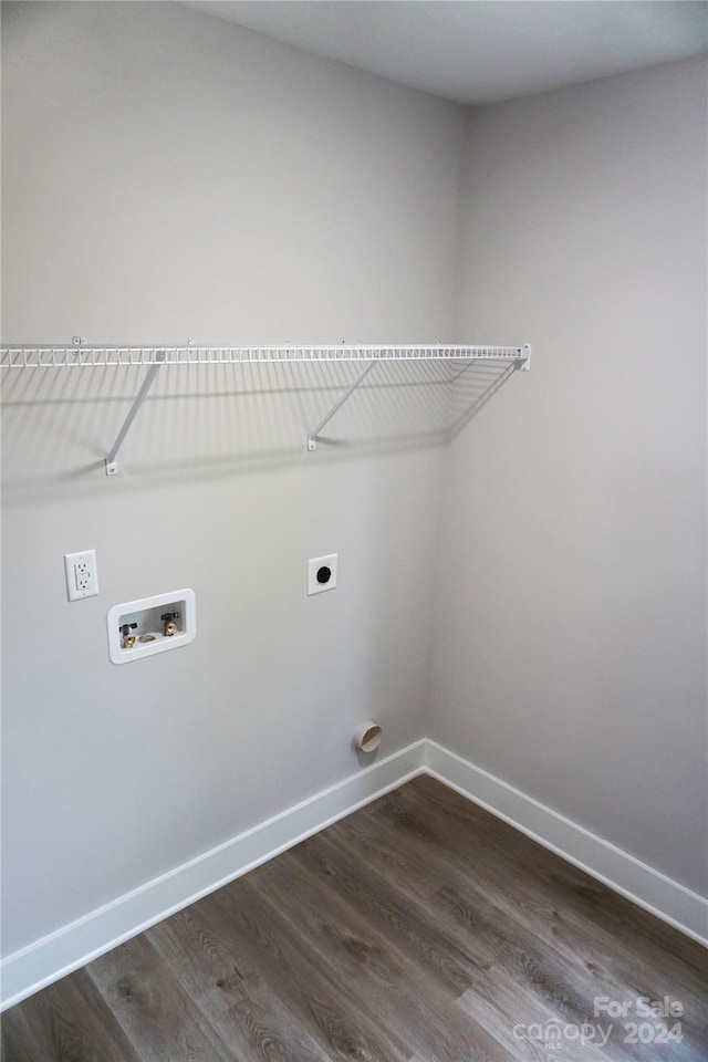 laundry area with washer hookup, hookup for an electric dryer, and dark hardwood / wood-style flooring