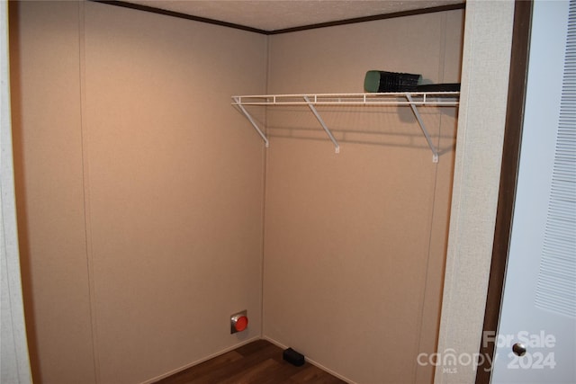 laundry room with dark hardwood / wood-style floors