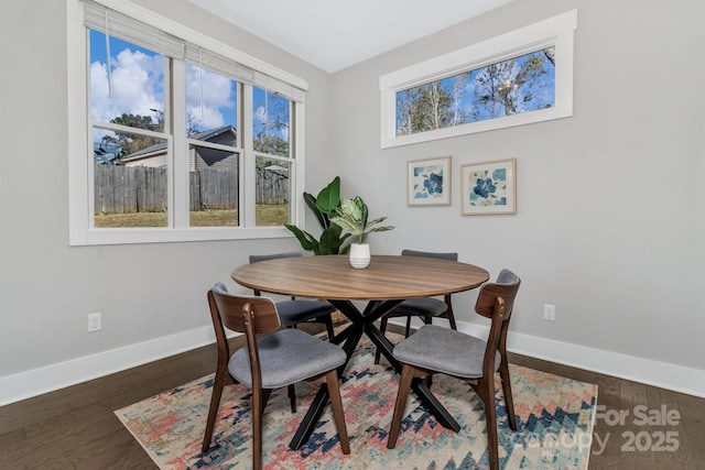 dining area featuring dark hardwood / wood-style floors