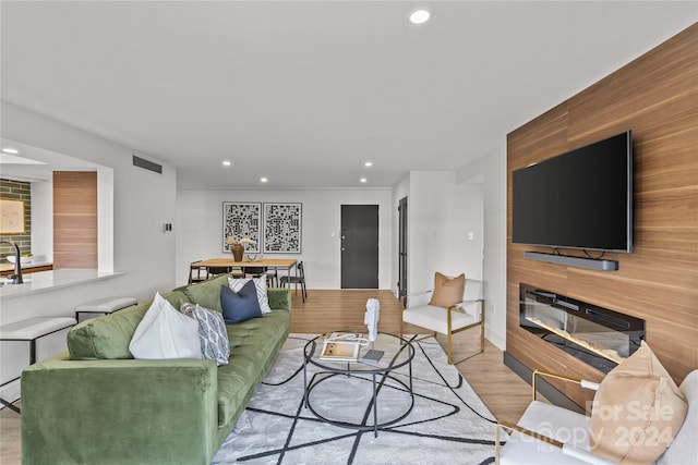 living room featuring light hardwood / wood-style flooring