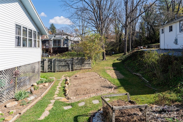 view of yard with a deck