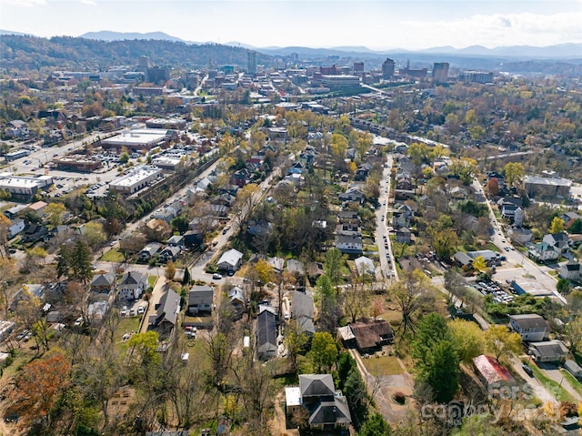 bird's eye view with a mountain view