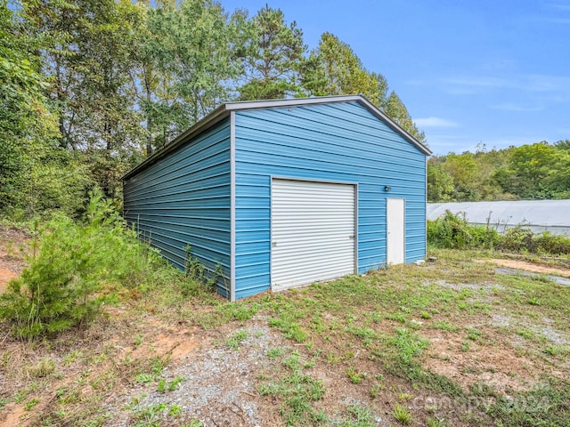 exterior space featuring a garage