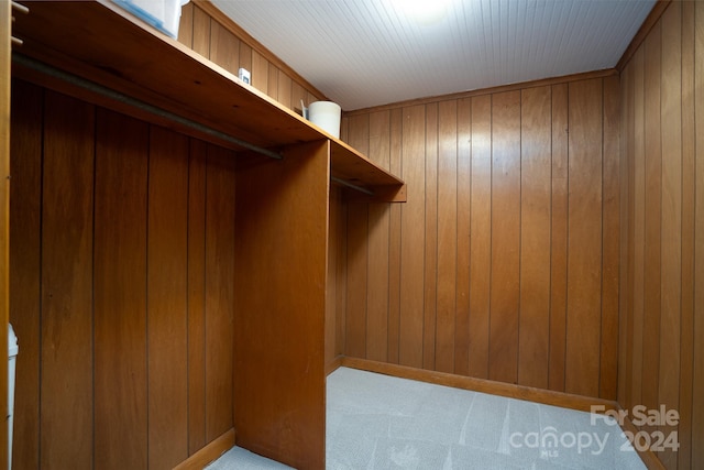 spacious closet featuring light carpet