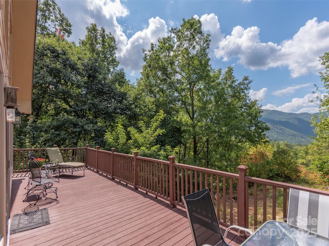 deck with a mountain view