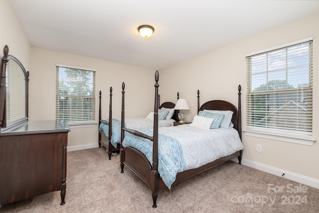 carpeted bedroom with multiple windows