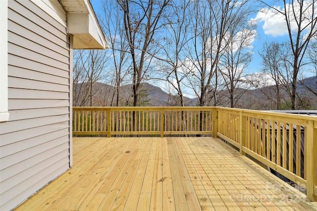 deck featuring a mountain view