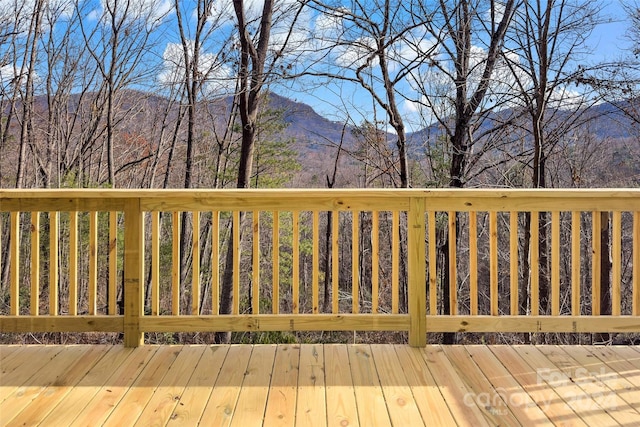 deck with a mountain view