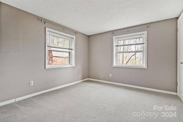 carpeted spare room featuring a textured ceiling