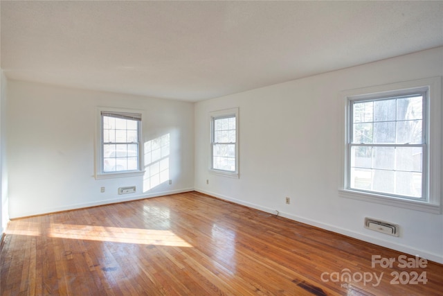 empty room featuring plenty of natural light and light hardwood / wood-style flooring