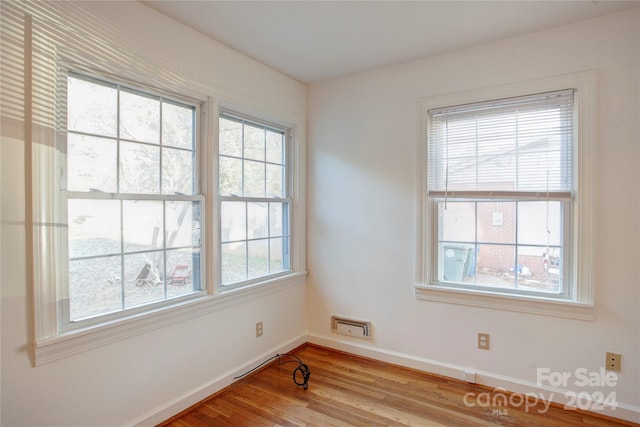 empty room featuring a healthy amount of sunlight and wood-type flooring