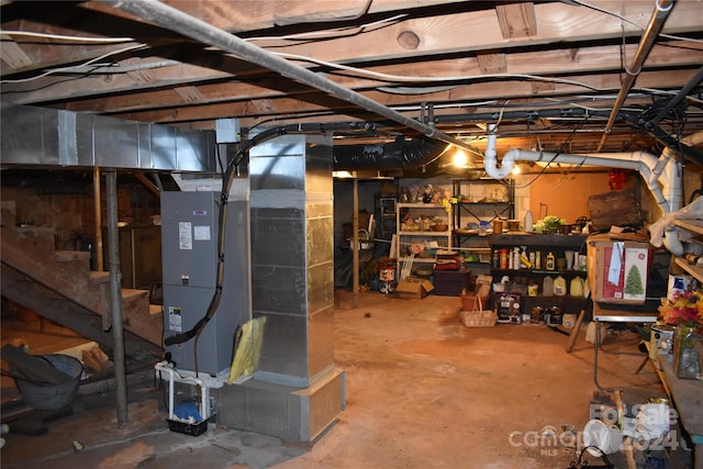 basement with heating unit