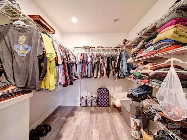 spacious closet featuring hardwood / wood-style flooring