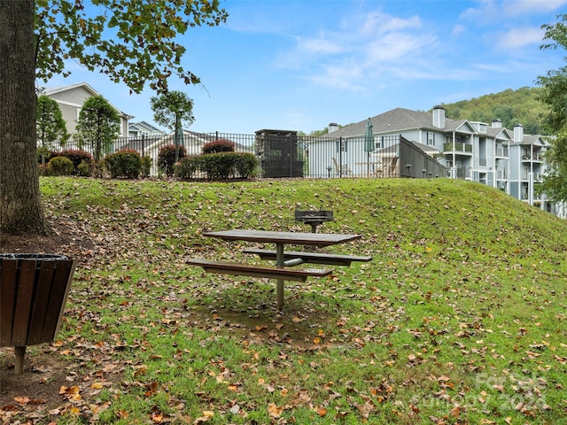 view of community featuring a yard