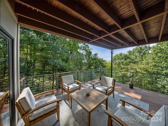 view of patio / terrace featuring a balcony and an outdoor living space