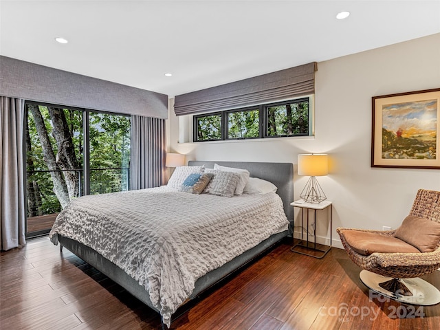 bedroom featuring dark hardwood / wood-style floors