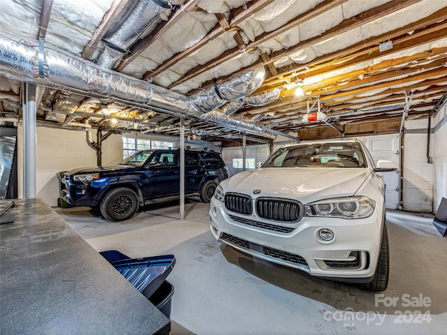 garage with a garage door opener