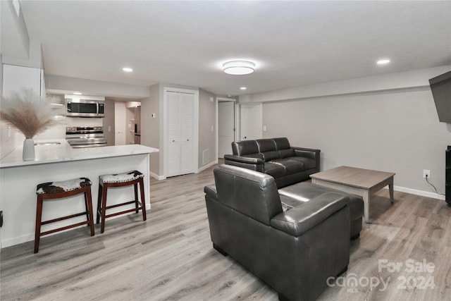 living room with light wood-type flooring