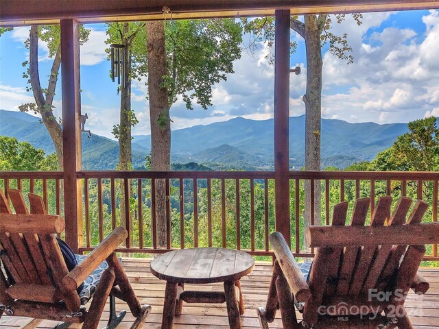 445 Equestrian Dr, Waynesville, NC 28786 - deck featuring a mountain view