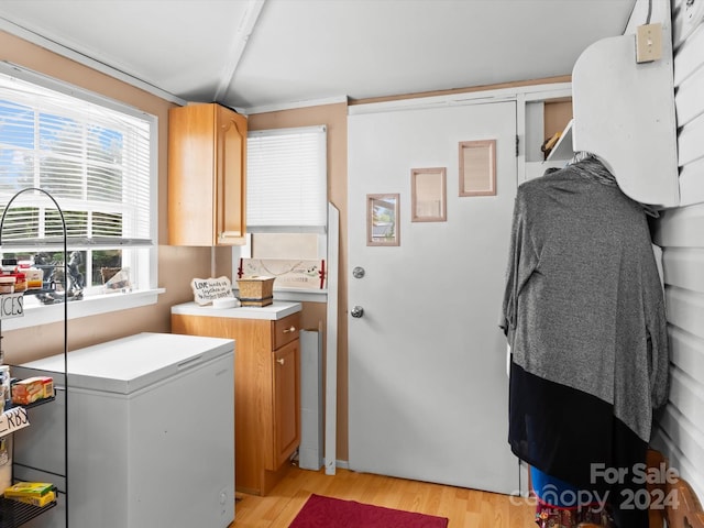 washroom with light wood-type flooring