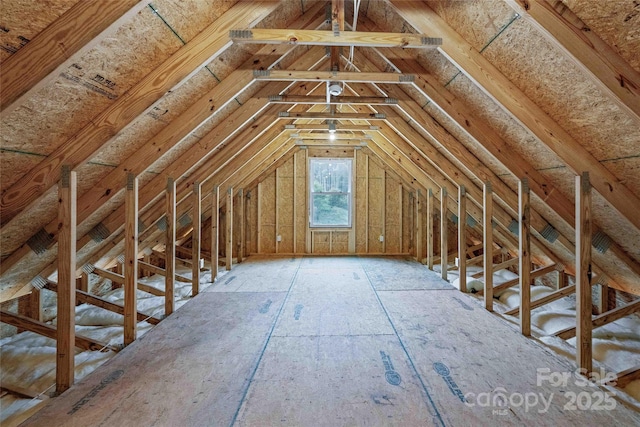 view of unfinished attic