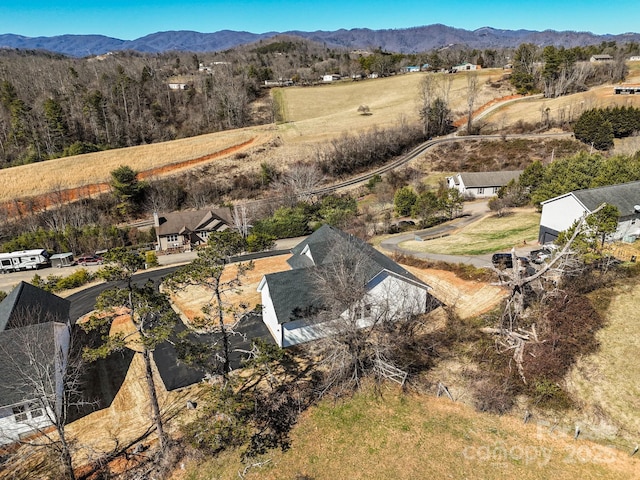 aerial view with a rural view and a mountain view