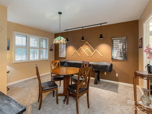 carpeted dining room featuring a wealth of natural light