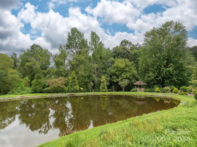 view of water feature with a gazebo